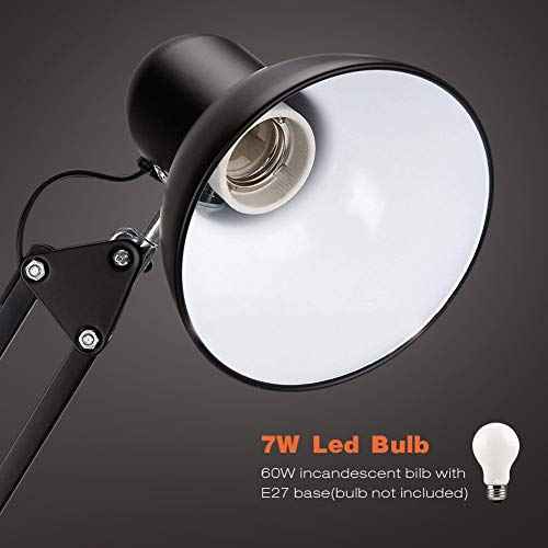 ShellKingdom Architect Task Lamp, Adjustable Swing Arm Desk Lamp with Clamp, Classic Desk Lamp for Home Office Reading (Black)