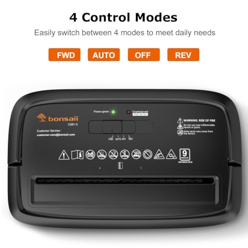 Bonsaii 9-Sheet Crosscut Paper Shredder Black P-4 Security Level for Home Use