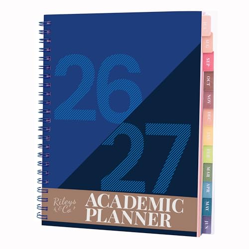 Rileys Academic Planner 2026-2027 School Agenda Blue 8x6in Twin-Wire Notes