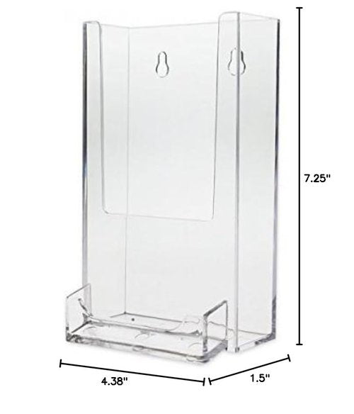 Source One Tall Boy 4-Inch Wide Wall Mount Brochure Holder with Business Card Holder (6 Pack)