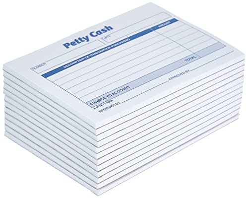 Adams Petty Cash Receipt Pad, 1-Part Carbonless, 5 x 3.5 in, Pack of 12