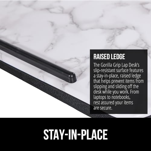 Gorilla Grip Marble Laptop Lap Desk 16.5 x 11.8 inches with Phone Holder, Portable Workstation for Up to 15.6-inch Laptops