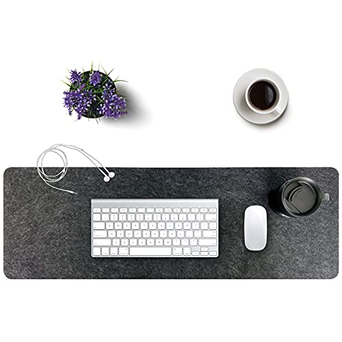 DAWNTREES Felt Desk Mat Dark Gray 36x12 Inches - Office & Gaming Protectant
