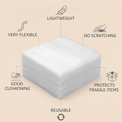 12"x12" Foam Wrap Sheets for Packing, 50 Pack Dish Packing Supplies