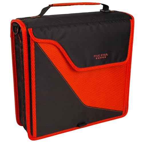 Five Star Zipper Binder, 3 Inch 3-Ring Binder with D Rings, Removable Padded Case, 5-Tab Expanding File and Multi-Use Strap, 850 Sheet Capacity, Red/Black (29296CE8)