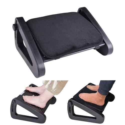 Scalebeard Ergonomic Foot Rest for Under Desk, 6-Heights Adjustable Foot Stool with Removable Cushion and Massage Roller, Office Chair Footrest for Leg Rest
