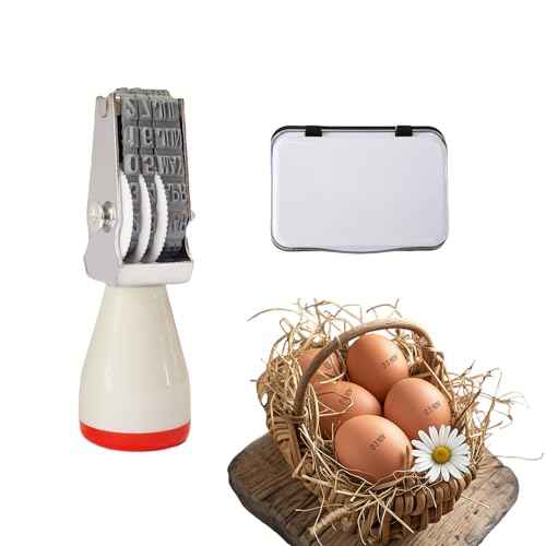 Egg Date Stamp Kit with Ink Pad, Month and Day Stamper for Farm Fresh Eggs Chicken Duck Turkey Goose Poultry Eggs