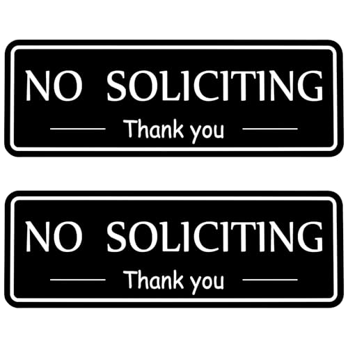 MOWPOG No Soliciting Sign Sticker 2 Pack Black/White for Front Door & Window