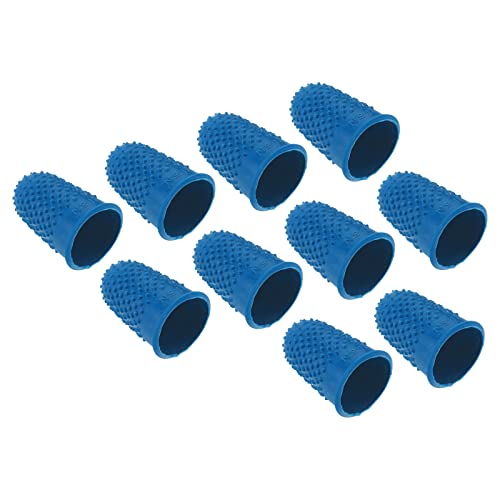 PATIKIL 0.71x1.14 Inch Blue Silicone Finger Tips, 10 Pack for Sewing & Office