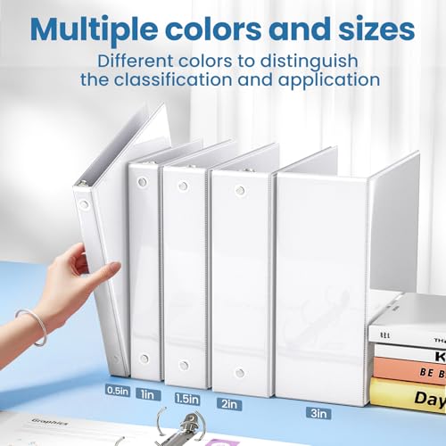 SUNEE 1 Inch White 3 Ring Binders Bulk Pack of 12 - Clear View Office & School Organizers