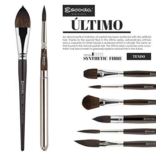 Escoda Ultimo Series 1524 Artist Watercolor and Acrylic Paint Brush, Synthetic Squirrel, Flat Wash, Size 1/2 inch