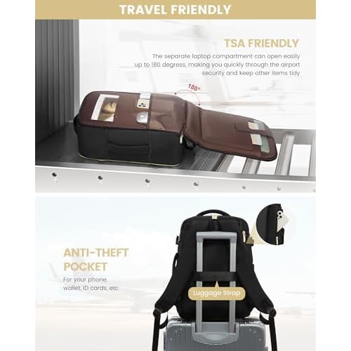 LOVEVOOK Large Travel Backpack for Women, 50L Carry on Backpack for Airplanes, TSA Personal Item Travel Bag for Women fits 18" Laptop, Waterproof Carry on Bags with 4 Packing Cubes, Black