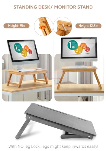 Nnewvante Bamboo Laptop Desk for Bed 21.6 Inch Tilting Top with Drawer