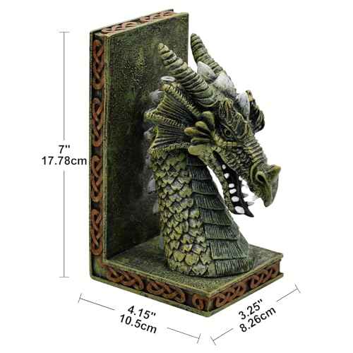 Dragon Bookends for Shelves Set of 2 - Heavy Book Ends Book Supports for Shelves, 4.15 "x 3.25 "x7 Unique Dragon Design Copper£¨10 Inch£©
