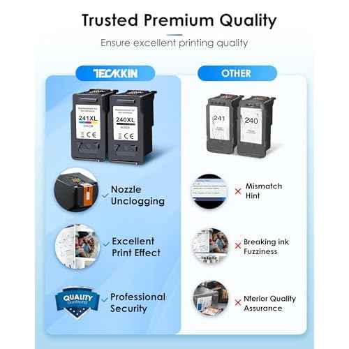 TECKKIN PG-240XL/CL-241XL Ink Cartridges Replacement for Canon 240XL 241XL Combo Pack 240 241 Printer Ink for PIXMA MG3620 MG3600 TS5120 TS5100 MG3220 MG3520 MG2120 MX472 (1 Black, 1 Tri-Color)