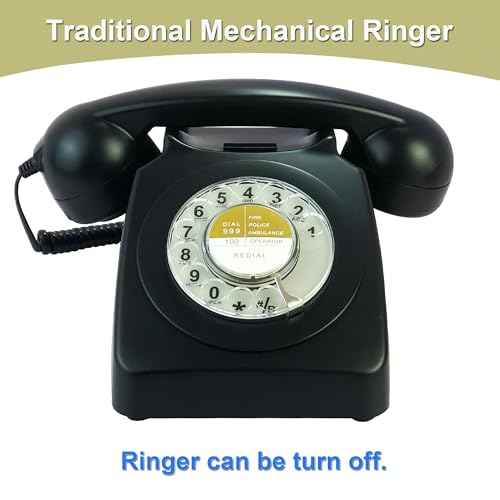 Black Landline Phone Corded Rotary Dial Telephones 1980'S Classic Old Style Retro Desk Phone Home Office School Hotel
