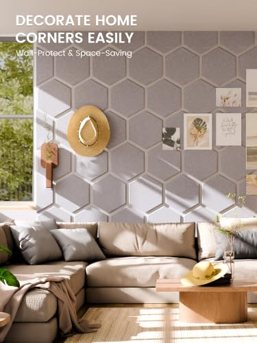 Fluxynara Soft Gray Hexagon Felt Bulletin Board Tiles - 8 Pack, Large