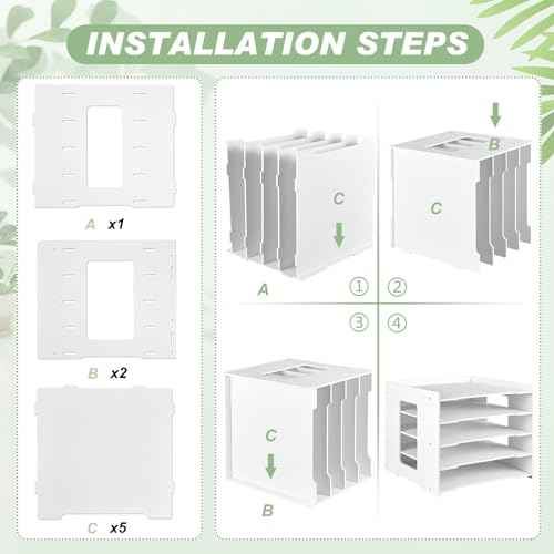 Juexica 2 Pack 5 Tier Scrapbook Paper Organizer 12.6 x 12.6 Inches File Organizer for Desk Stackable Paper Trays Holder Home Office Decorations