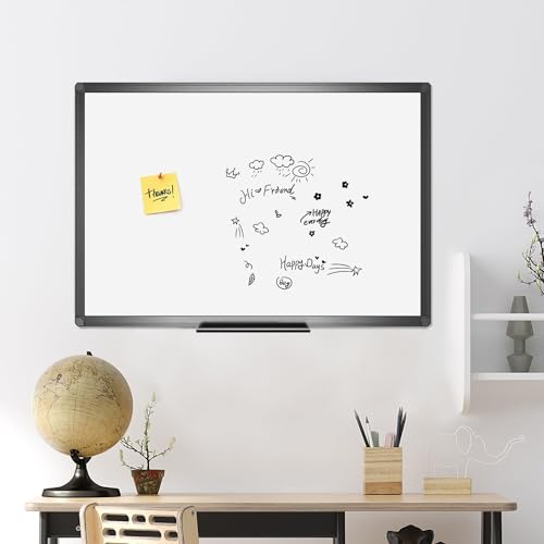 VIZ-PRO Magnetic Dry Erase Whiteboard 36x24 Inches Black Aluminum Frame