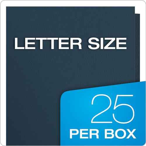 Oxford Twin-Pocket Folders, Textured Paper, Letter Size, Dark Blue, Holds 100 Sheets, Box of 25 (57538EE)