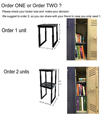 ABLinox Black Adjustable Locker Organizer Shelf for School, Office & Gym Lockers