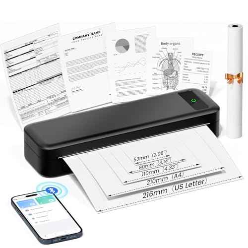 Portable Printers Wireless for Travel, Inkless Thermal Printer, A285M Small Bluetooth Mobile Printer Support 8.5" X 11" Letter & A4 Thermal Paper, Compatible with Phone Laptop for Home Office Receipt