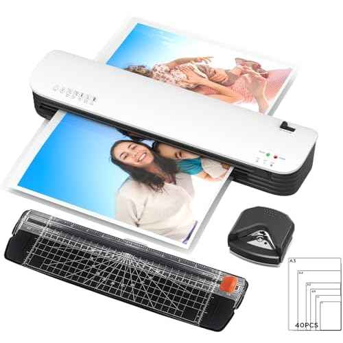 13-Inch(A3) 4-in-1 Thermal Laminator ? 2-Min Fast Warm-Up, Hot & Cold Lamination, Never Jam Technology, Includes Cutter, Corner Rounder & 40 Pouches, Ideal for Home, Office & School