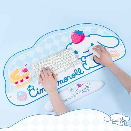 Anime Dog Mouse Pad Wrist Rest Support Set, Non-Slip Desk Mat and Memory Foam Cloud Wrist Rest for Keyboard and Mouse, Perfect for Gaming or Home Office Work - DEG