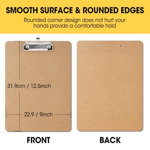 YesBes Brown 24 Pack Letter Size Wooden Clipboards 8.5x11 Classroom Office Supplies