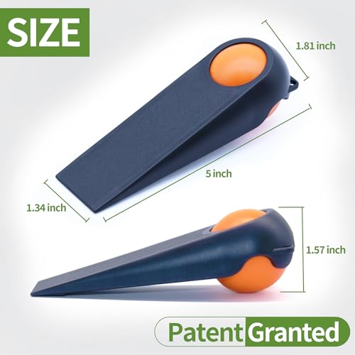 2 Pack 5-Inch Black and Orange Bottom Door Stoppers - Heavy Duty Rubber