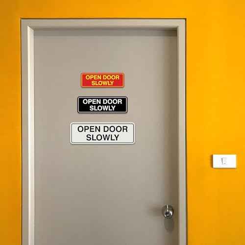 Standard Open Door Slowly Door/Wall Sign - Silver - Medium 5 Pack
