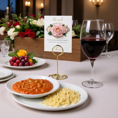 Willizter Gold Table Number Holders Set of 20 Spiral Base Card Stands