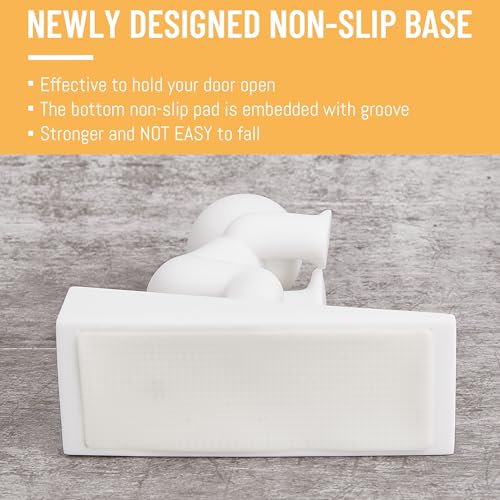Omoojee White Cute Door Stopper Wedge - Non-Slip Bottom of Door, Keeps Doors Open for Kids & Pets, 1 Pack