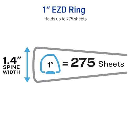 Avery Heavy-Duty View 3 Ring Binder, 1" One Touch EZD Rings, 275-Sheet Capacity, 1.4 Inch Wide Spine, Great for Home, School Supplies, Office, or Organization Needs, 1 White Binder (79199)