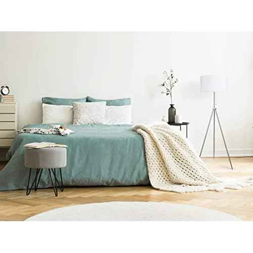 O¡¯Bright Tripod Floor Lamp, Adjustable in Height, 100% Metal Body with Linen Drum Shade, E26 Socket, Bedside Lamp, Standing Light for Living Room, Bedroom, Office, Brushed Nickel