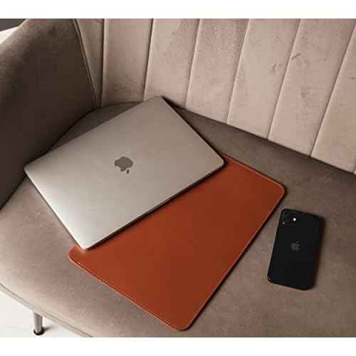 Genuine Leather Sleeve Leather Sleeve Case for All 14 Inch MacBook 14 Pro 2021-2023 M1 M2 M3 Pro/ M3 Max A2442 A2779 Laptop Case Soft Handmade for Mac 14 Carrying Bag (Vertical, Cognac)