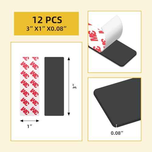Magnetic Tape with 3M Strong Adhesive Backing,1x3" 12PCS,Flexible Self Adhesive Magnets,Magnetic Tape Flat Rubber Magnet Strip,Available for DIY Crafts,Art Projects,Photo and Picture etc