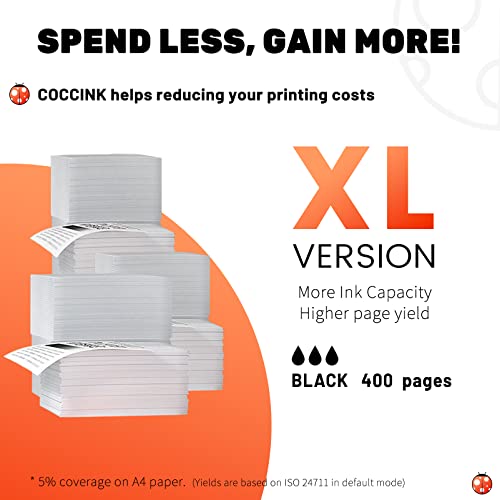COCCINK 210 XL for Canon 210XL Black Ink Cartridge Canon Pixma MP230 MP240 MP250 MP280 MP480 MP490 MP495 MX320 MX330 MX340 IP2702 for PG-210 Remanufactured Printer Ink Combo Pack (2 Black)