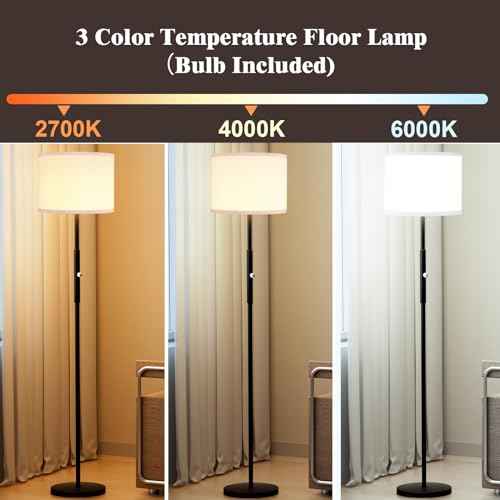 PARTPHONER Floor Lamp for Living Room Bedroom with Lampshade Stencil, 65¡¯¡¯ Modern Tall Lamp Simple Design Standing Lamps for Kids Room Home Office Reading, Bulb Included