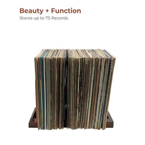 Now Playing Vinyl Record Holder Stand, Wooden Record Storage Stand for Album Display, Vinyl Accessories for LP Lovers, Solid Wood with Engraved Design
