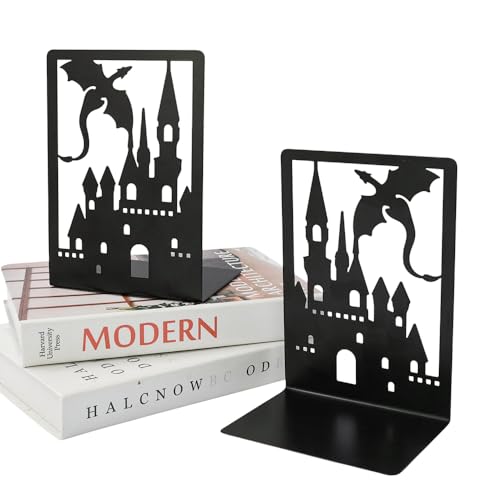 Rongji Heavy Duty Metal Dragon Book Ends - Decorative Shelving Support, C Model