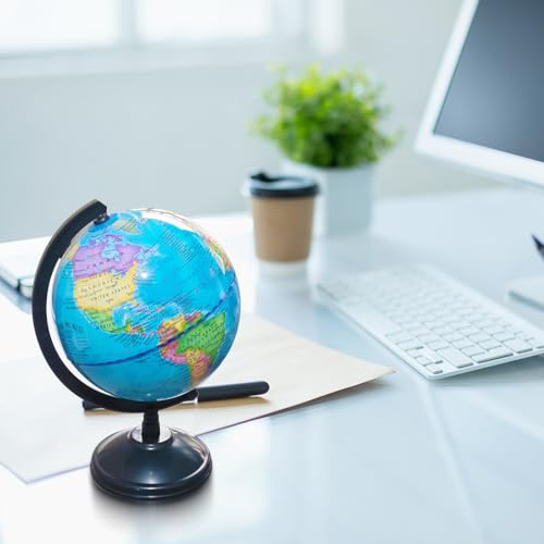 6-inch Kids Educational World Globe with Stand - Rotating Political Map for Classroom & Home Decor