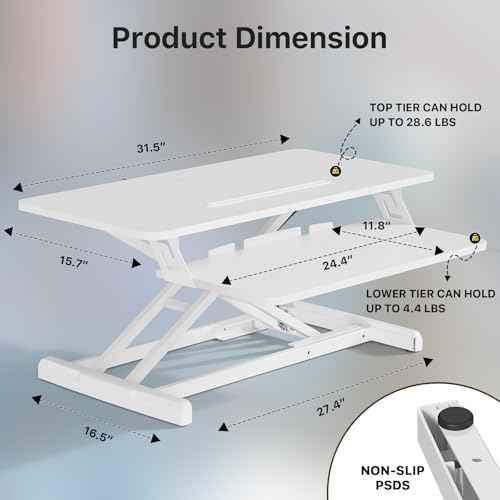 JOY worker Standing Desk Converter, 32" Wide Height Adjustable Sit Stand Up Desk Riser with Keyboard Tray, Desktop Workstation Riser for Home Office Computer Laptop, Particle Board, White