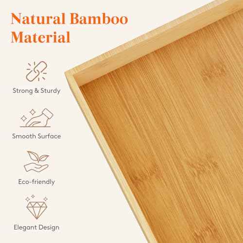 Lifewit Drawer Organizers 10 Pack(22 Grid) with 12 Inserts, Adjustable Bamboo Wooden Drawer Dividers, Stackable Storage Box for Utensils, Silverware, Makeup, Junk in Kitchen/Bathroom/Office/Vanity