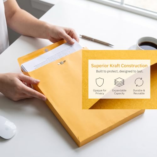 MOJMBSBY 9x12 Expanding Manila Envelopes with Clasp, Pack of 8