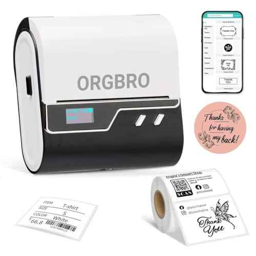 ORGBRO Z3 Label Maker Machine with Tape, 2-3 Inch Bluetooth Thermal Label Printer, Portable Sticker Printer for Small Business Office Home Organization Barcode Address, Compatible with Phones & PC