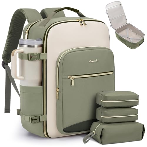 LOVEVOOK Large Light Green-Beige Olive Green Travel Backpack 40L Airline Approved