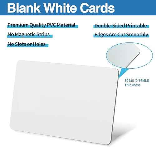 500 Pack - Premium Blank PVC Cards for ID Badge Printers - Premium Quality White CR80 30 Mil (CR8030) by KLMNDUO - Compatible with Most Photo ID Badge Printers(White)