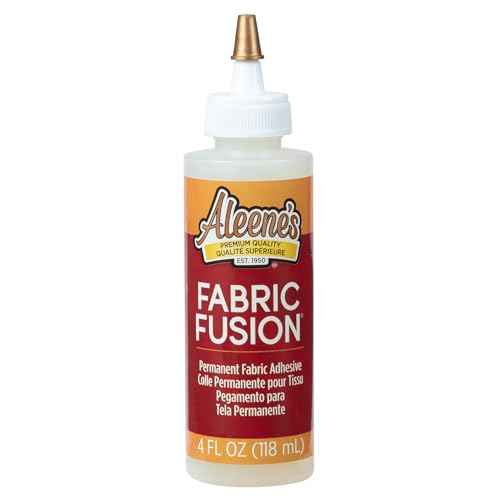Aleene's Fabric Fusion Glue 4 oz, Nontoxic, Permanent and Washable Adhesive, Dries Flexible, Strong Bond on All Fabrics, Patches, Clothing, Denim, Polyester, Cotton, Felt, Flannel Materials