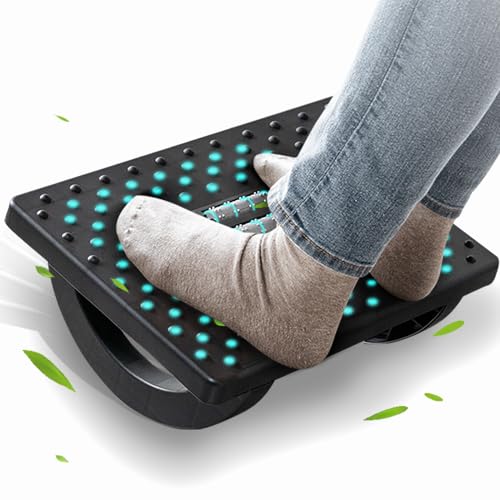 CasaZenith Black Foot Rest Under Desk for Office Ergonomic Footstool with Massage